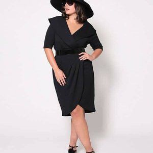 Christian Siriano  Lane Bryant Black Wrap Dress 28 3/4 Sleeve Knee Length